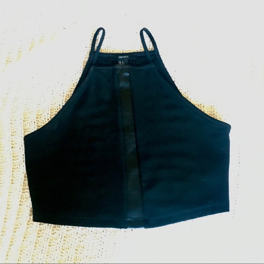 Forever 21 Black High Neck Crop Top